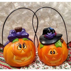 Vintage Halloween Pumpkin Blow Molds, Smiling Boy